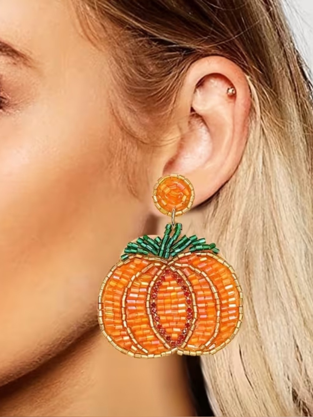 Fall Pumpkin Beaded Earrings